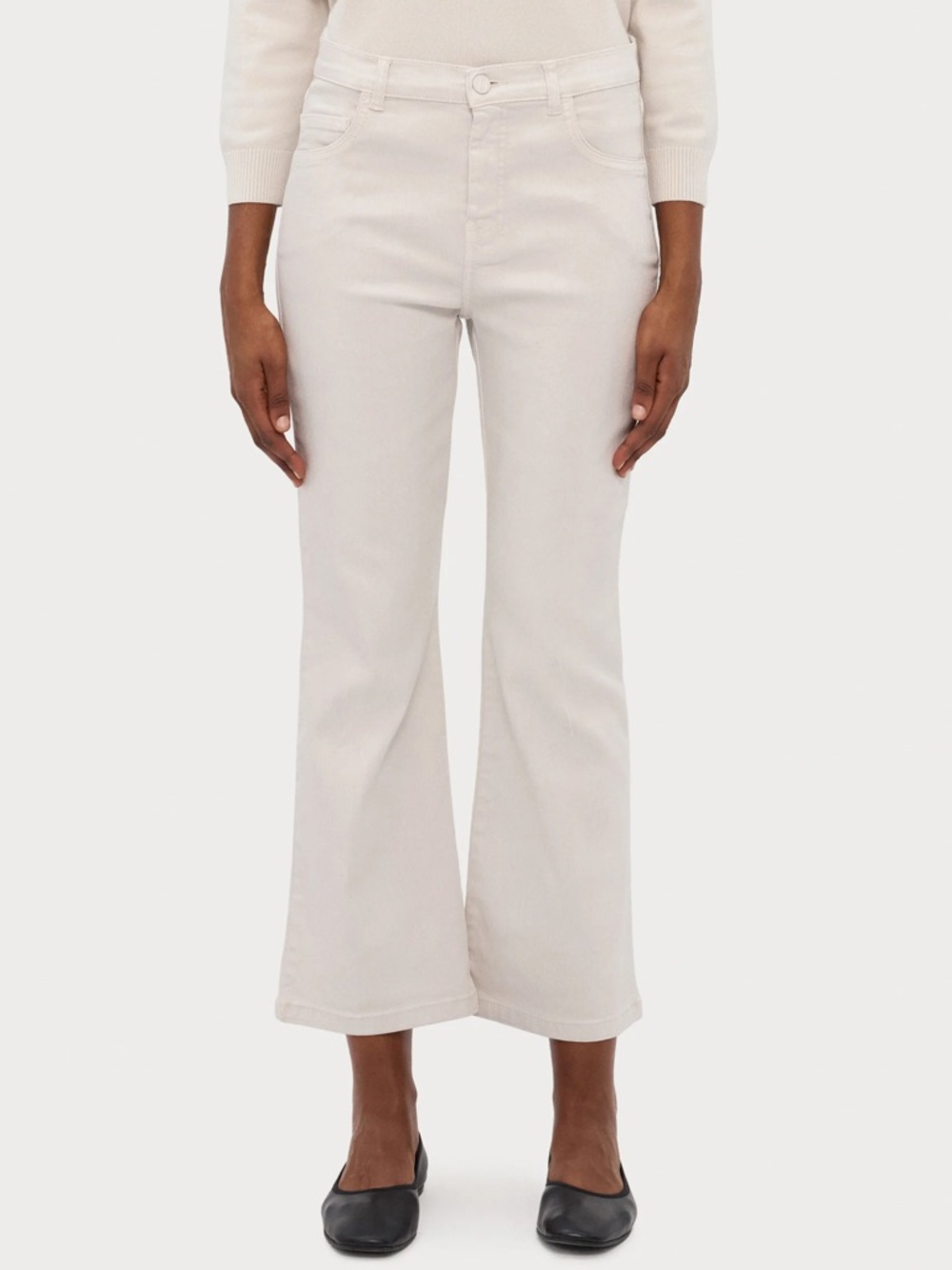 Marella Cream White Crop Flare Denim Size 12 Perfect Condition Smoke Pet Free